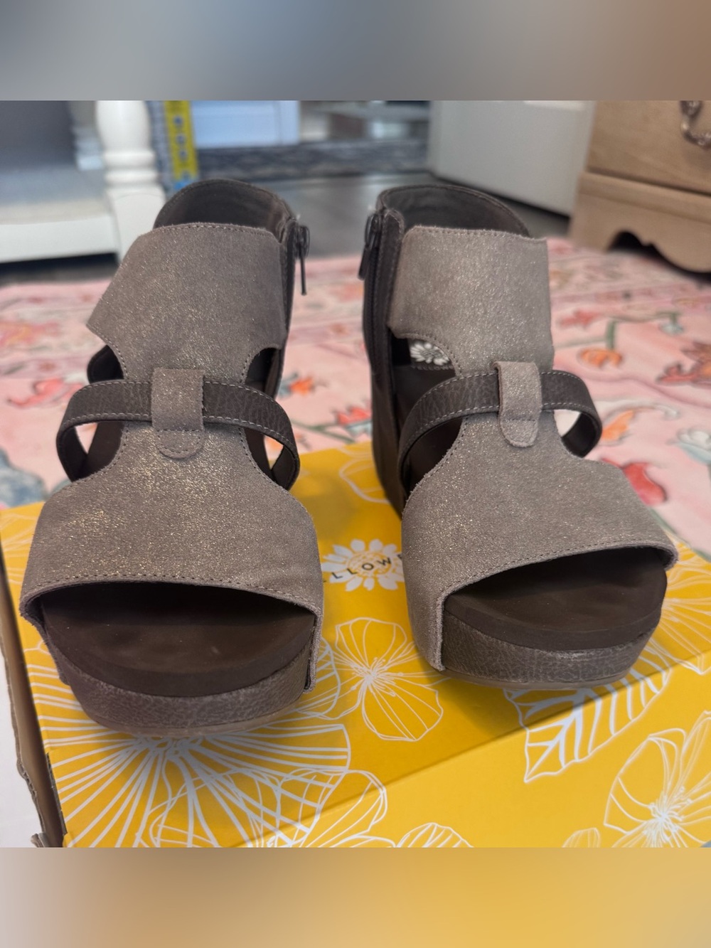 Yellow Box Women's Neutral Taupe Wedge Sandals - Picture 2 of 5